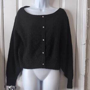 H&M Black Rhinestone Button Cardigan
